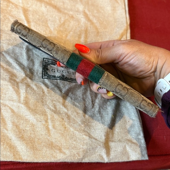 Gucci Black Monogram Clutch Wallet cards leather luxury designer red green women - Picture 10 of 15